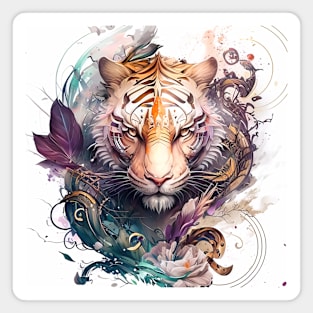 Tiger Portrait Animal Painting Wildlife Outdoors Adventure Magnet